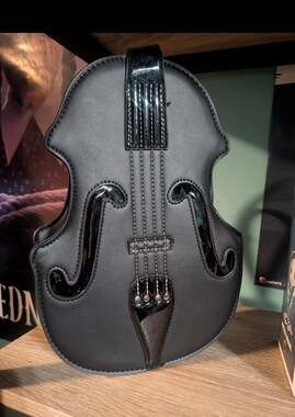 Wednesday Violin Shaped Black Shoulder Bag Detachable Strap Zip TV Show 2022